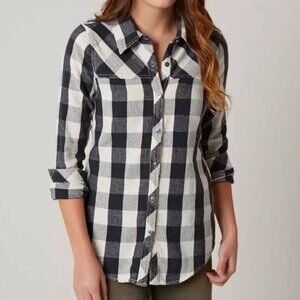 BKE Navy & White Plaid Flannel Shirt
